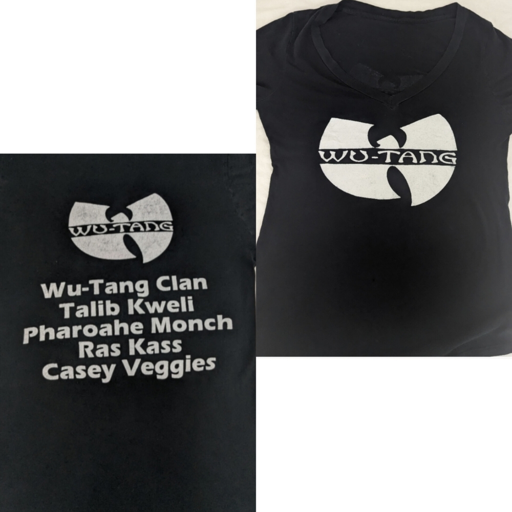 Wu-Tang Clan Womens Black & White Vneck Tee with Band Member Names  Back Medium